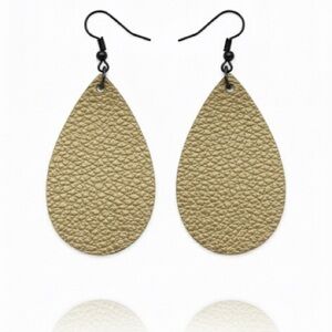 Gold Faux Leather teardrop Earrings